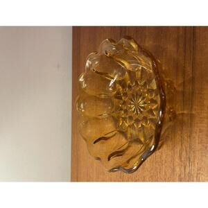 Vintage Amber Glass Bowl Scalloped Rim | Mid-Century | 6.25" diameter
